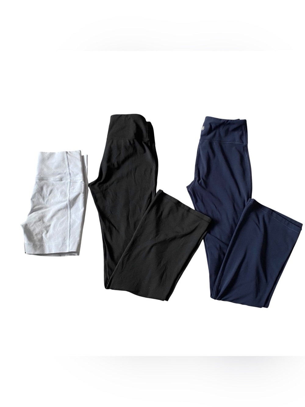 Athleta Girl Chit Chat Flare Pants Black Navy + Bike Shorts Bundle L 12